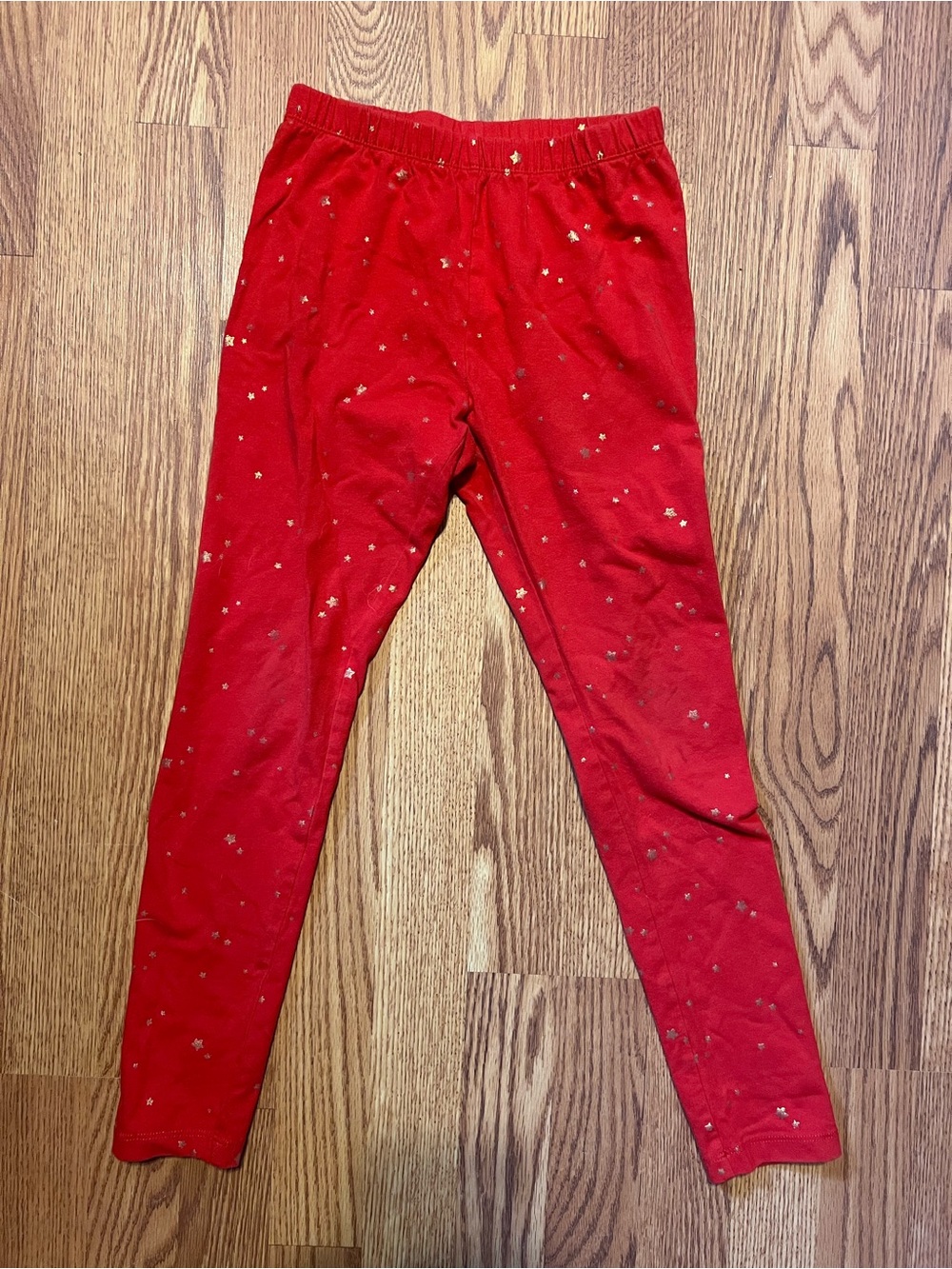Cat & Jack Red Leggings with Gold Star Print